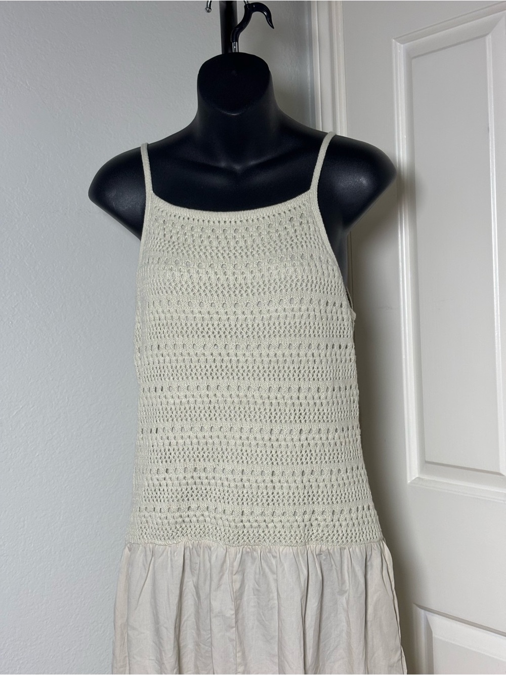 Cream Crochet Bodice Maxi Dress - Women's Summer Dress - Picture 8 of 14